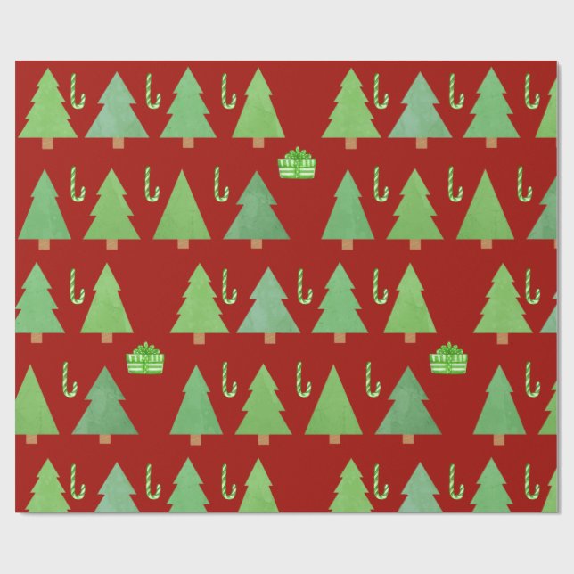 Weihnachtsbäume Geschenkpapier (Flach)