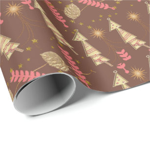 Weihnachtsbäume Geschenkpapier Braun