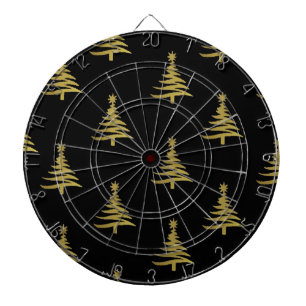 Weihnachtsbäume Gold auf Schwarz Dartscheibe