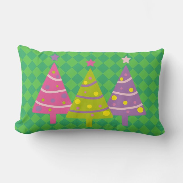 Weihnachtsbäume Grünrosa Lendenkissen (Vorderseite)