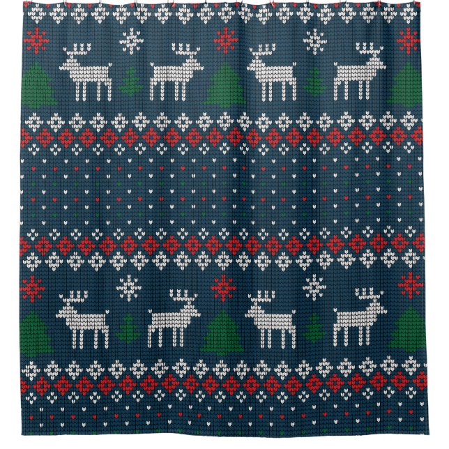 Weihnachtsbäume Hirsch dekorativ Duschvorhang (Vorderseite)