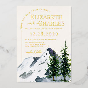 Weihnachtsbäume Hochzeit Folieneinladung