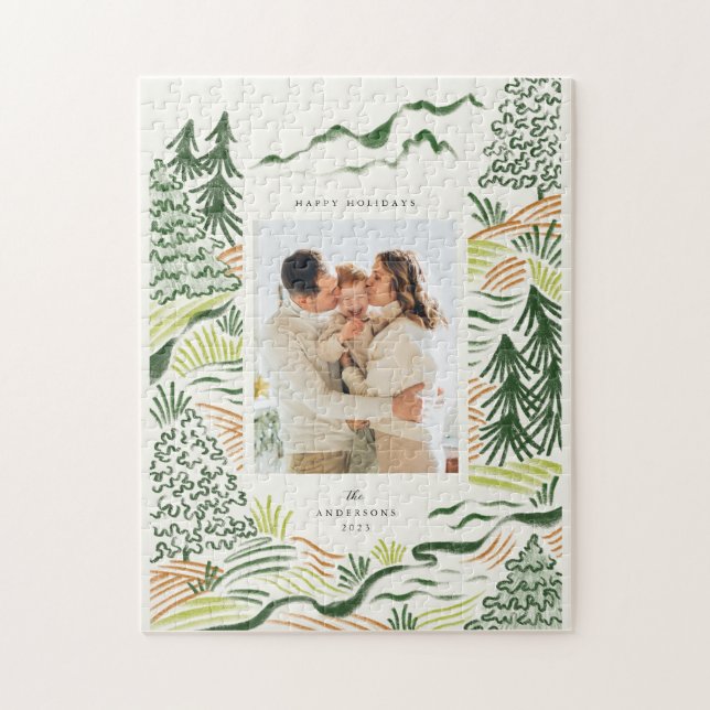 Weihnachtsbäume Illustration Familienurlaub Foto (Vertikal)