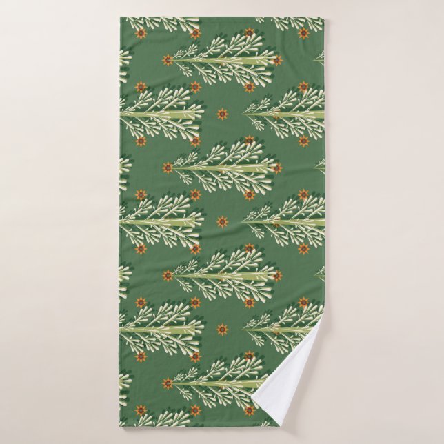 Weihnachtsbäume Illustration Muster Badehandtuch (Badehandtuch)