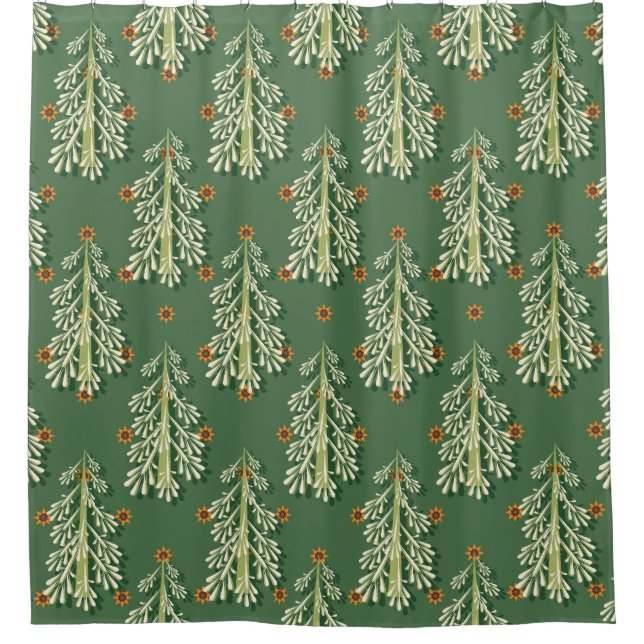 Weihnachtsbäume Illustration Muster Duschvorhang (Vorderseite)