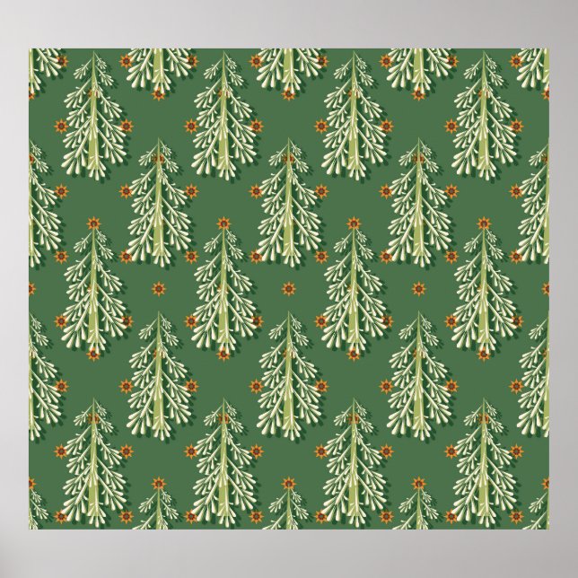 Weihnachtsbäume Illustration Muster Poster (Vorne)