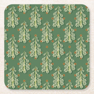 Weihnachtsbäume Illustration Muster Rechteckiger Pappuntersetzer
