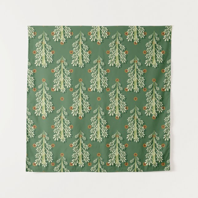 Weihnachtsbäume Illustration Muster Wandteppich (Vorderseite)