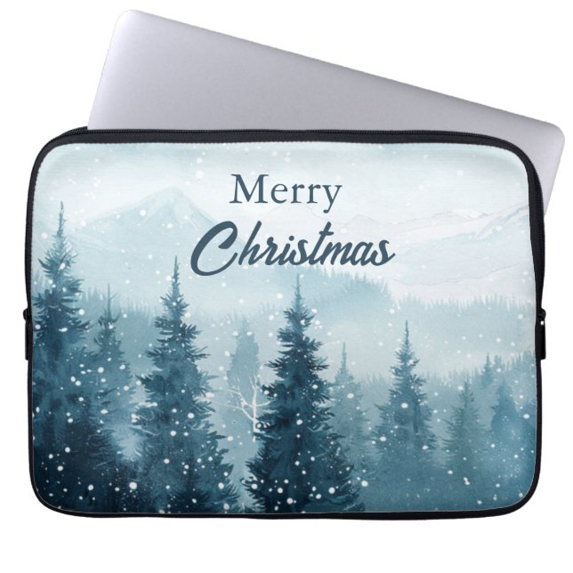 Weihnachtsbäume im Schnee Laptopschutzhülle (Vorderseite)