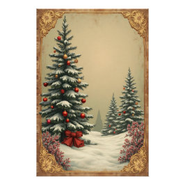 Weihnachtsbäume im Schnee Poster