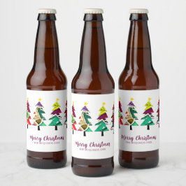 Weihnachtsbäume im Wasser Frohe Weihnachten Bierflaschenetikett