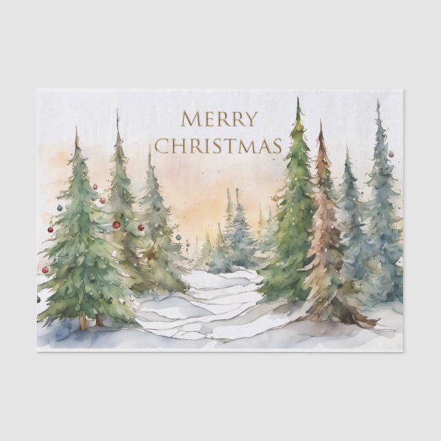 Weihnachtsbäume im Wasser Frohe Weihnachten Seidenpapier (Vorderseite)