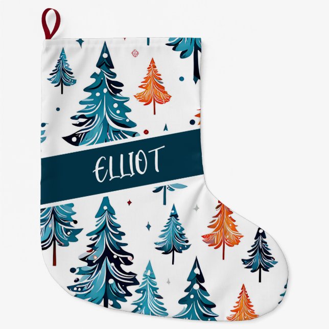 Weihnachtsbäume im Wasser Personalisiert Großer Weihnachtsstrumpf (Vorderseite)