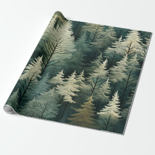 Weihnachtsbäume im Wasser Winterwald Geschenkpapier
