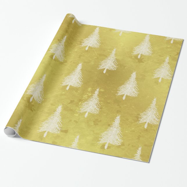 Weihnachtsbäume Imitat Goldene Frische Pasta mache Geschenkpapier (Ungerollt)