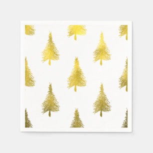 Weihnachtsbäume Imitat Goldenes Foil Serviette