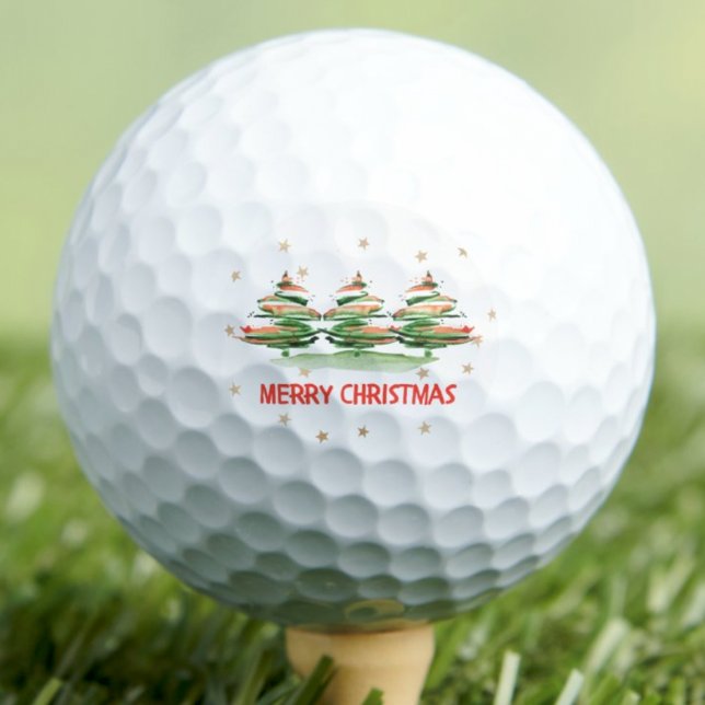 Weihnachtsbäume in Aquarellen - Frohe Weihnachten Golfball (Von Creator hochgeladen)