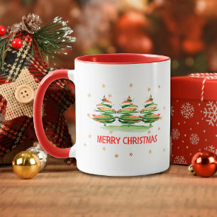 Weihnachtsbäume in Aquarellen - Frohe Weihnachten Tasse