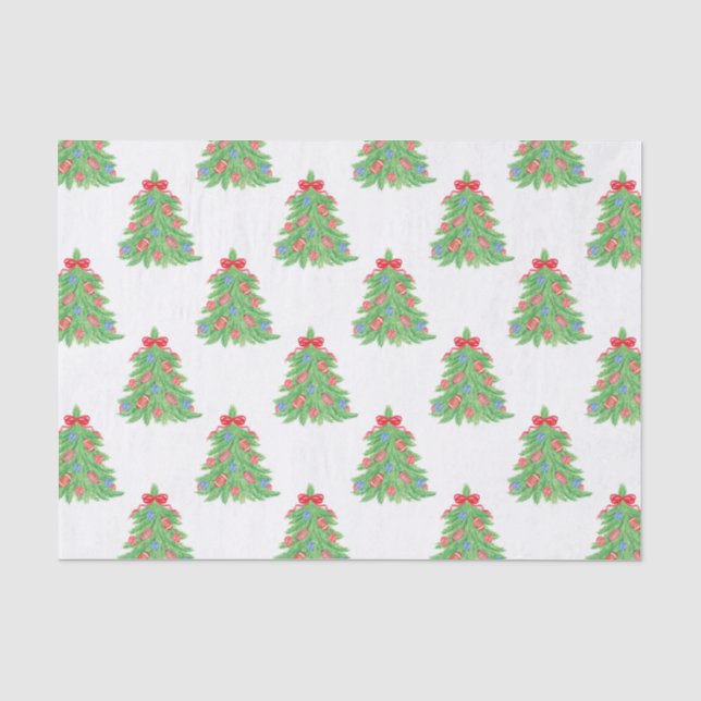 Weihnachtsbäume in Aquarellen Seidenpapier (Vorderseite)