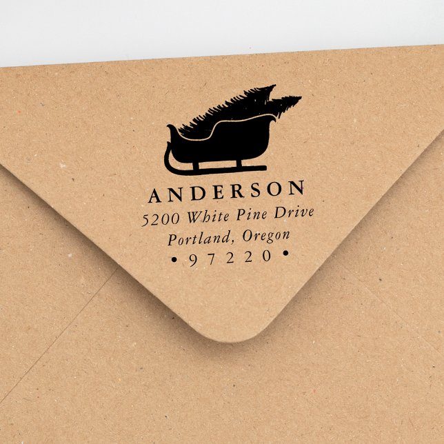 Weihnachtsbäume in der Rücksendeadresse Sleigh Permastempel (Von Creator hochgeladen)