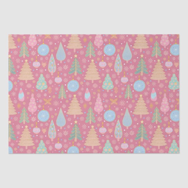 Weihnachtsbäume in Rosa Seidenpapier (Vorderseite)