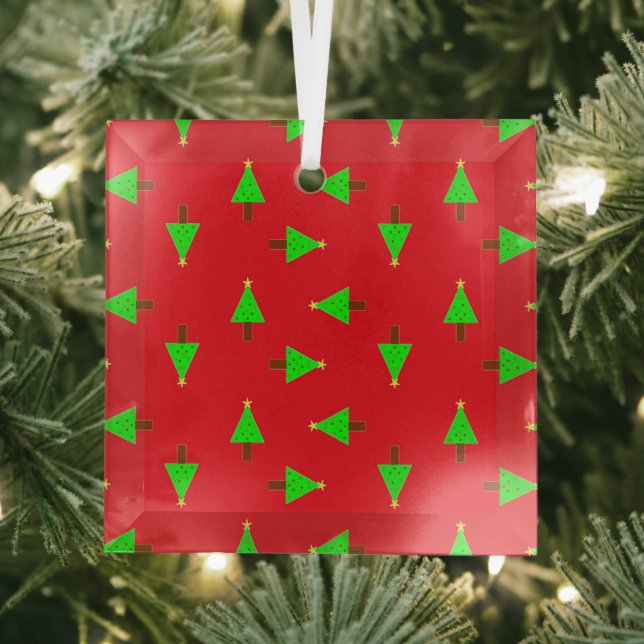 Weihnachtsbäume in Rot Ornament Aus Glas (Insitu)