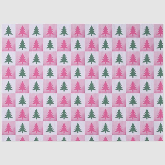 Weihnachtsbäume Karton Rosa Grün Weihnachten Seidenpapier (Vorderseite)