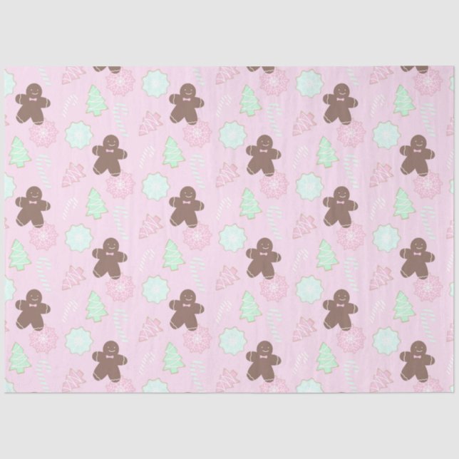 Weihnachtsbäume Kekse Bonbons Rosa Weihnachten Seidenpapier (Vorderseite)