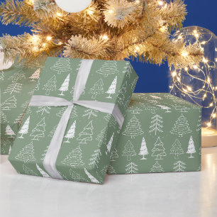 Weihnachtsbäume Kiefer Natur Wald Xmas Aquarell Geschenkpapier