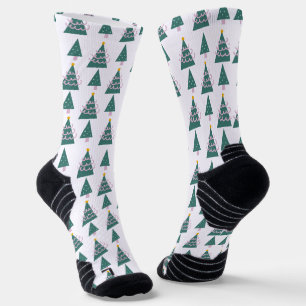 Weihnachtsbäume Kritzeleien Rosa Grün Kritzelei Socken