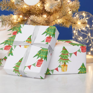 Weihnachtsbäume, Lichter und Dekorationen Geschenkpapier