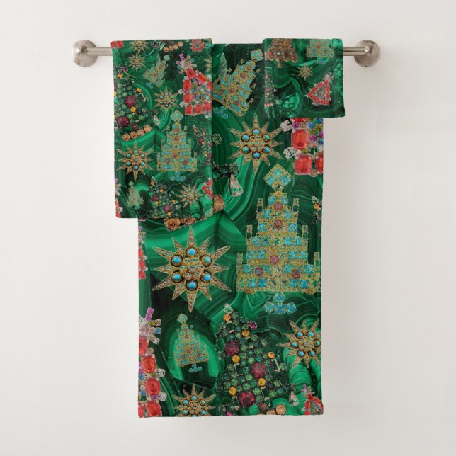 Weihnachtsbäume Malachite Holiday Handtuch Badhandtuch Set (Insitu)