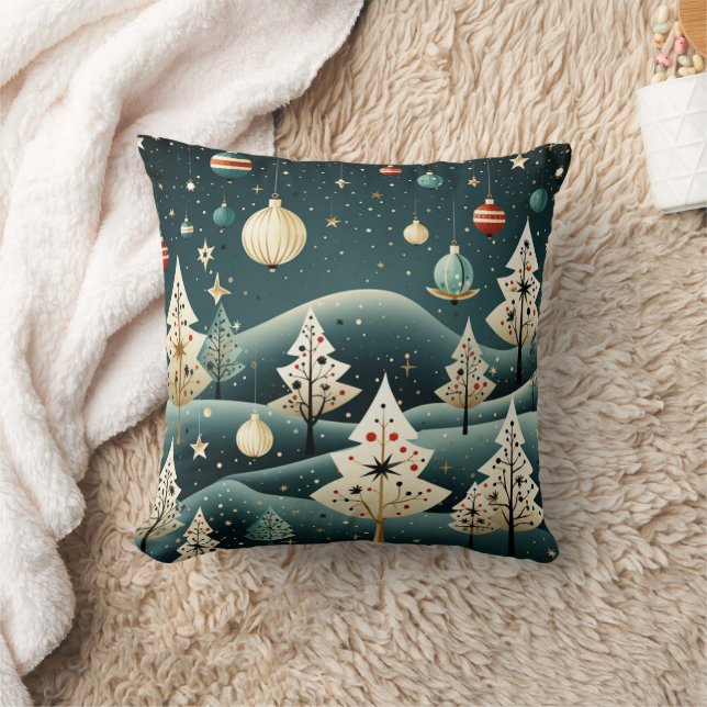 Weihnachtsbäume MCM Winterlandschaft Ornamente Kissen (Decke)