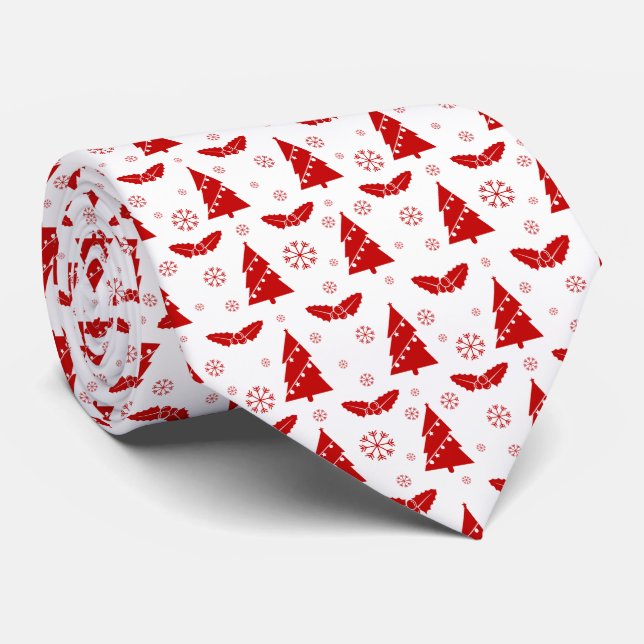 Weihnachtsbäume, Mistletos und Schneeflocken Krawatte (Gerollt)