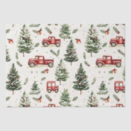 Weihnachtsbäume mit alten roten LKW Seidenpapier