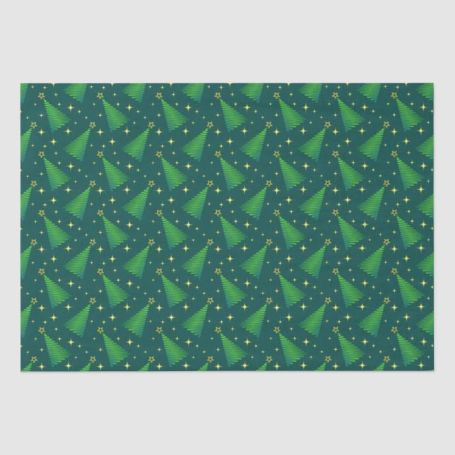 Weihnachtsbäume mit Goldstars Seidenpapier (Vorderseite)