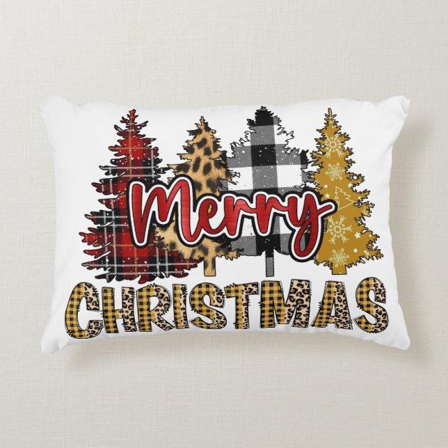 Weihnachtsbäume mit Mustern Dekokissen (Vorderseite)