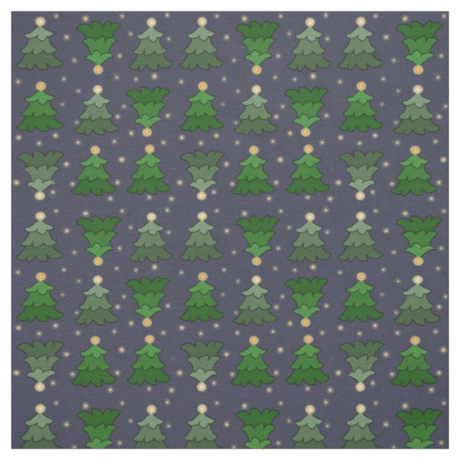 Weihnachtsbäume mit Sternen auf Custom Blue Stoff (Muster)