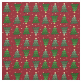 Weihnachtsbäume mit Sternen auf Custom Red Stoff