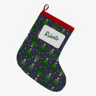Weihnachtsbäume mit Sternen und Individuelle Name Großer Weihnachtsstrumpf