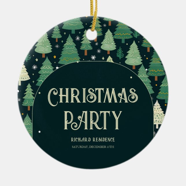 Weihnachtsbäume Modernes Sage Green Pattern Party Keramik Ornament (Vorne)