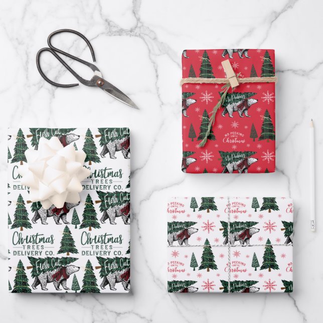 Weihnachtsbäume ohne Pinkeln Geschenkpapier Set (Vorderseite)