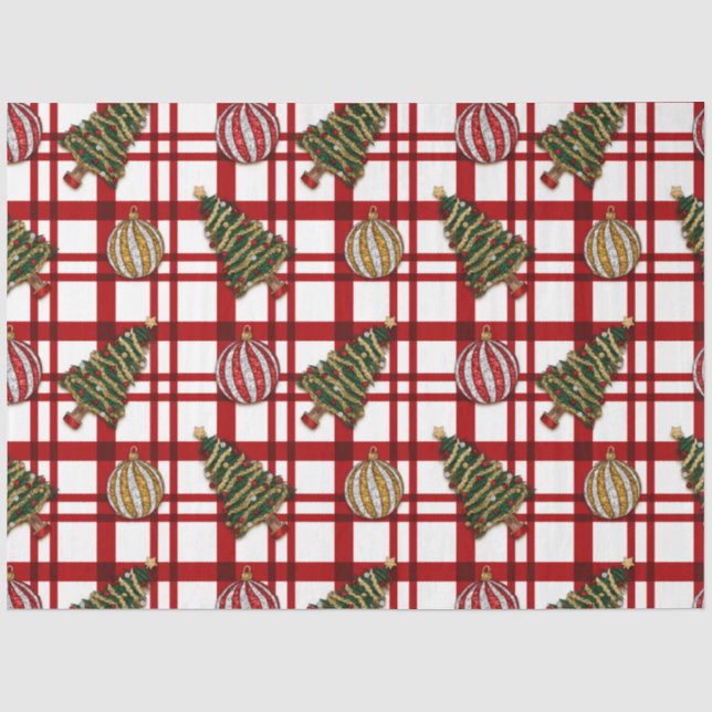 Weihnachtsbäume Ornamente Gold Silber Weihnachten Seidenpapier (Vorderseite)