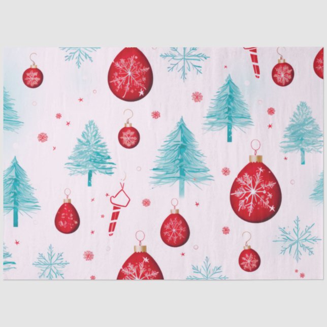 Weihnachtsbäume Ornamente Schneeflocken Weihnachte Seidenpapier (Vorderseite)