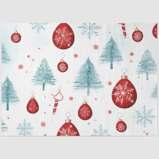 Weihnachtsbäume Ornamente Schneeflocken Weihnachte Seidenpapier (Vorderseite)