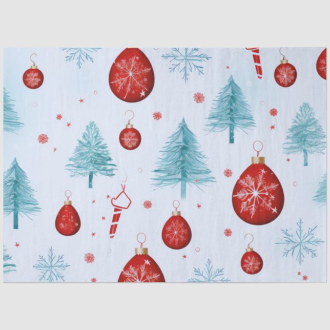 Weihnachtsbäume Ornamente Schneeflocken Weihnachte Seidenpapier (Vorderseite)