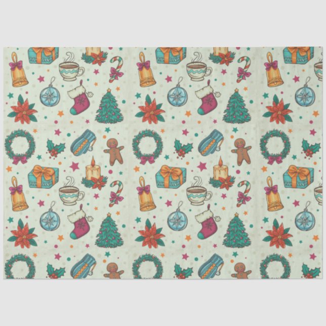 Weihnachtsbäume Ornamente Sterne Grün Weihnachten Seidenpapier (Vorderseite)