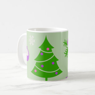 Weihnachtsbäume Ornamente und Schneeflocken Muster Kaffeetasse