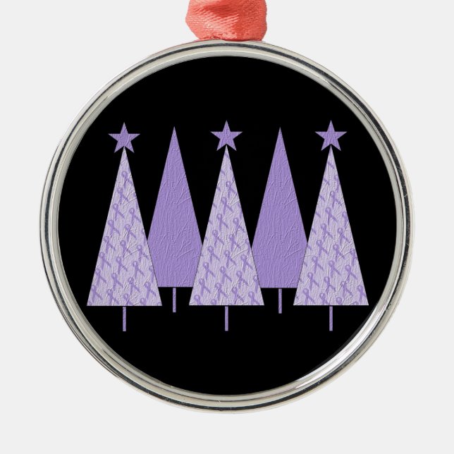 Weihnachtsbäume - Periwinkle Ribbon Ornament Aus Metall (Vorne)