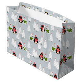 Weihnachtsbäume, Pinguine und Katzen Große Geschenktüte